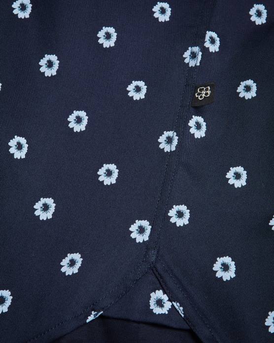Ted Baker Hommes 60VD1350 vêtements kymsho chemise fleurie à manches courtes marine