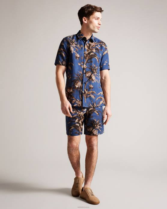 Ted Baker Hommes 60VD1360 vêtements belmar - chemise à manches courtes à imprimé botanique marine