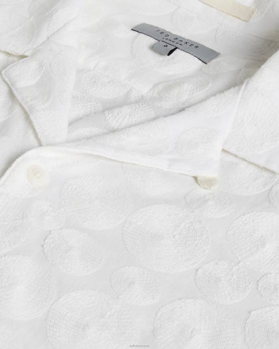 Ted Baker Hommes 60VD1365 vêtements allbury - chemise à manches courtes avec broderie circulaire blanc