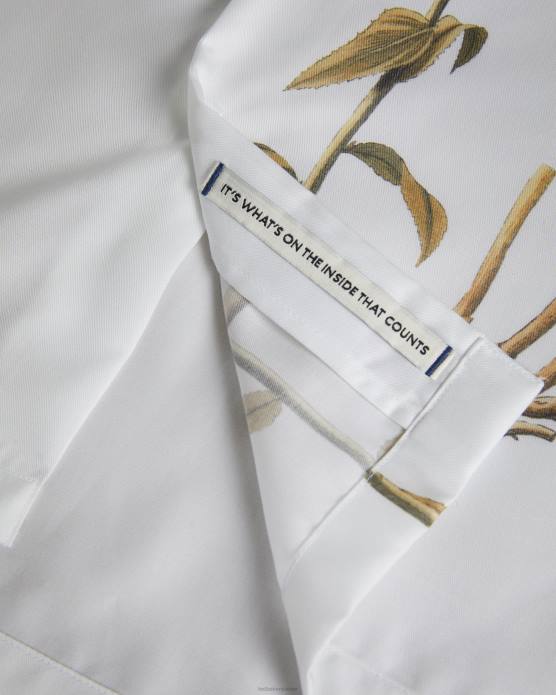 Ted Baker Hommes 60VD1370 vêtements bedmon - chemise à manches courtes à imprimé botanique blanc