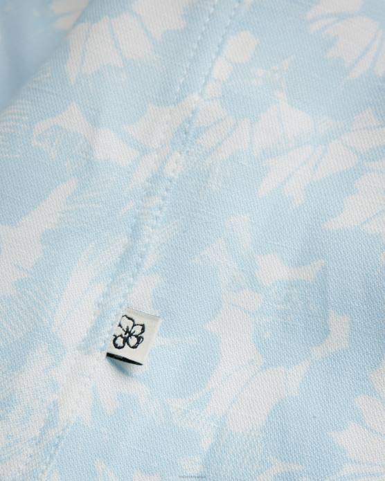 Ted Baker Hommes 60VD1371 vêtements chemise à imprimé floral en lin mélangé flaisby bleu clair