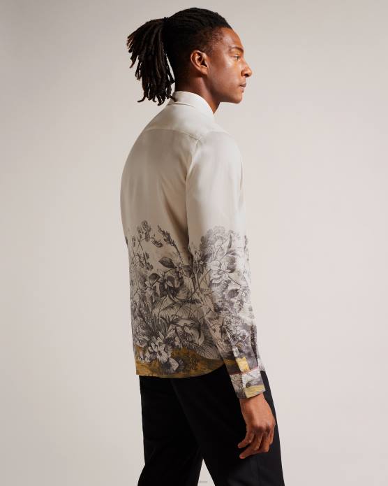 Ted Baker Hommes 60VD1391 vêtements Bushey - Chemise à manches longues avec bordure botanique naturel