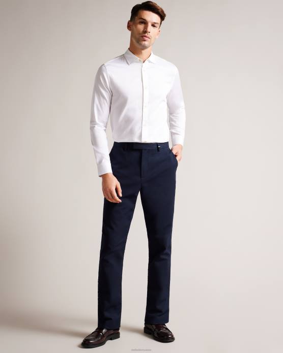 Ted Baker Hommes 60VD1426 vêtements chemise stretch en satin à manches longues blanc