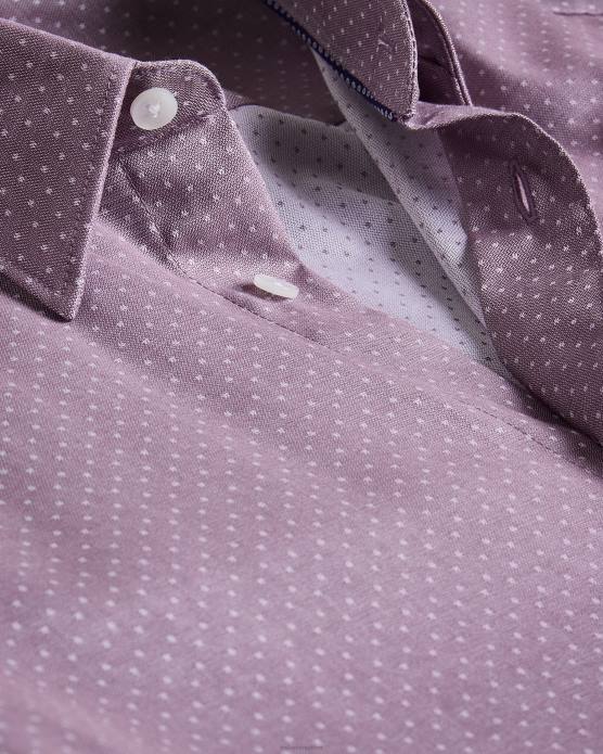 Ted Baker Hommes 60VD1439 vêtements sorelss - chemise à pois texturée à manches longues violet pâle