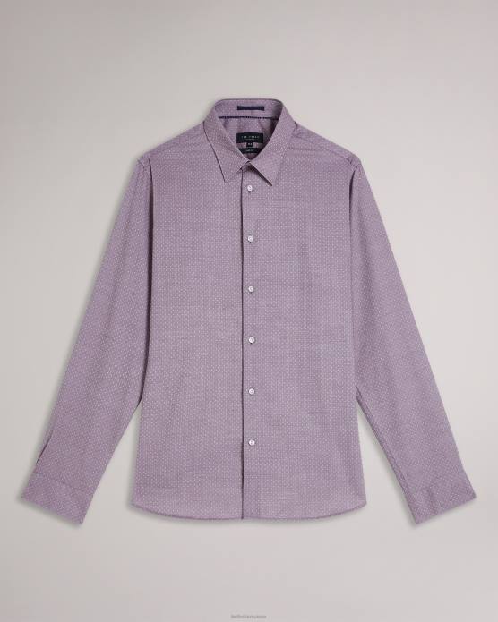 Ted Baker Hommes 60VD1439 vêtements sorelss - chemise à pois texturée à manches longues violet pâle