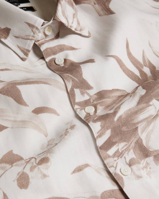 Ted Baker Hommes 60VD1458 vêtements belmar - chemise à manches courtes à imprimé botanique naturel