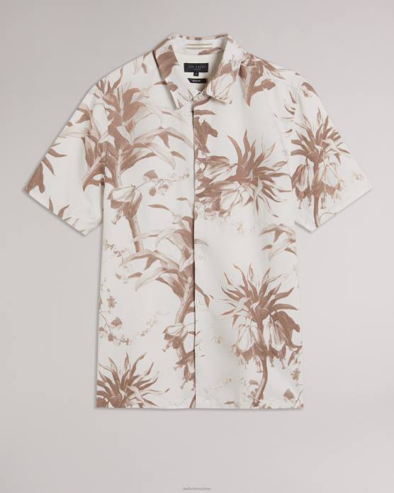 Ted Baker Hommes 60VD1458 vêtements belmar - chemise à manches courtes à imprimé botanique naturel