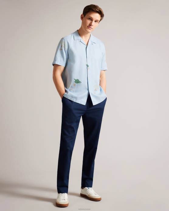 Ted Baker Hommes 60VD1478 vêtements neele chemise imprimée à fleurs à manches courtes bleu clair