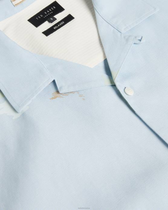 Ted Baker Hommes 60VD1478 vêtements neele chemise imprimée à fleurs à manches courtes bleu clair