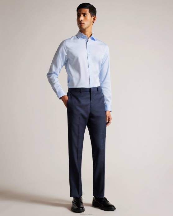 Ted Baker Hommes 60VD1481 vêtements chemise stretch en satin à manches longues bleu clair
