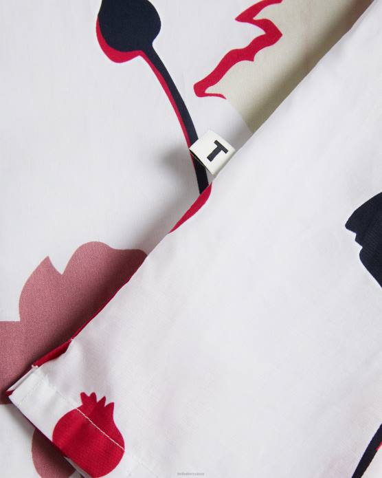 Ted Baker Hommes 60VD1482 vêtements Chemise à manches courtes à imprimé silhouette colorée Rossvil blanc