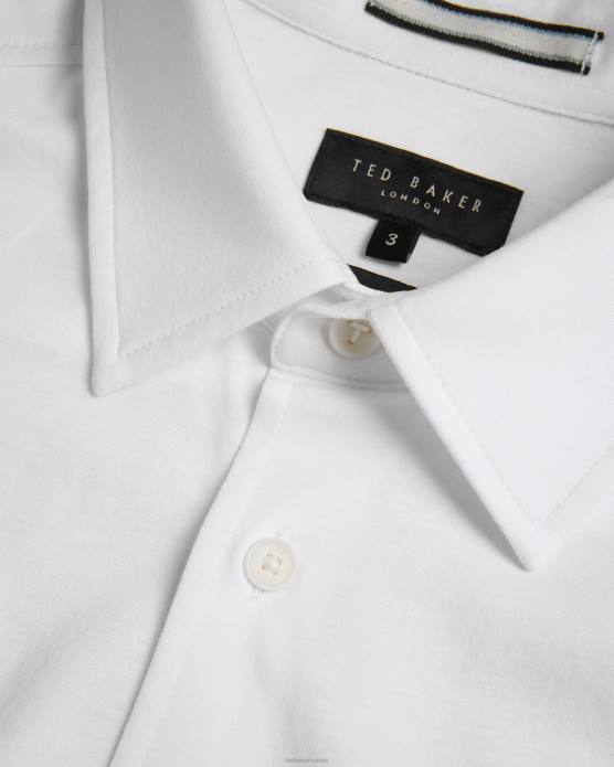 Ted Baker Hommes 60VD1484 vêtements chemise en jersey brillant à manches longues Marros blanc