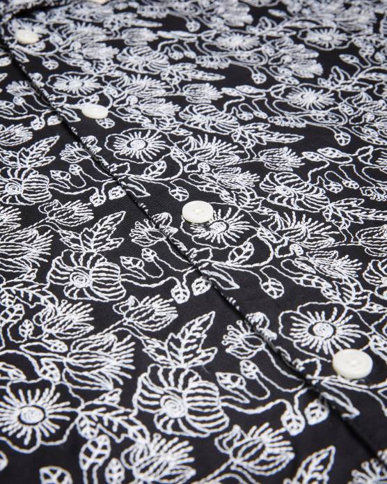 Ted Baker Hommes 60VD1501 vêtements chemise brodée à manches courtes Mulben noir