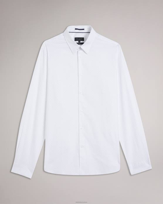 Ted Baker Hommes 60VD1511 vêtements Hysopss - Chemise coupe slim à imprimé mini pois blanc