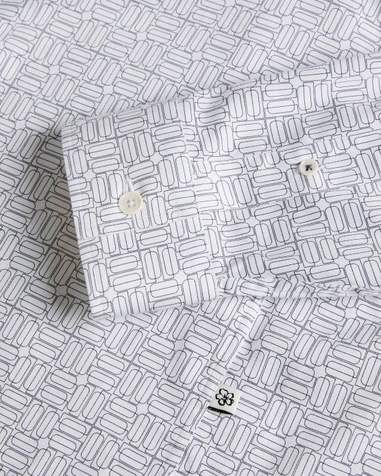 Ted Baker Hommes 60VD1521 vêtements andover - chemise à manches longues à imprimé géométrique blanc