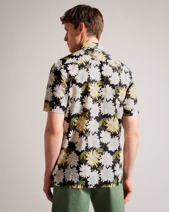 Ted Baker Hommes 60VD1533 vêtements sallins - chemise à fleurs à manches courtes multicolore