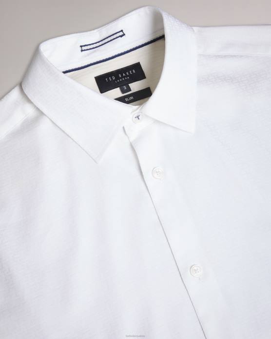 Ted Baker Hommes 60VD1535 vêtements chemise jacquard à manches longues letwell blanc