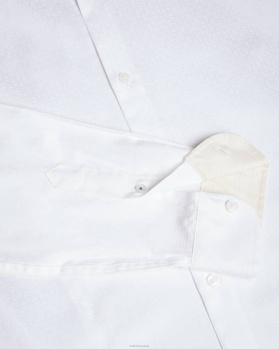 Ted Baker Hommes 60VD1535 vêtements chemise jacquard à manches longues letwell blanc