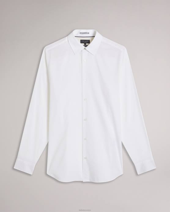 Ted Baker Hommes 60VD1535 vêtements chemise jacquard à manches longues letwell blanc