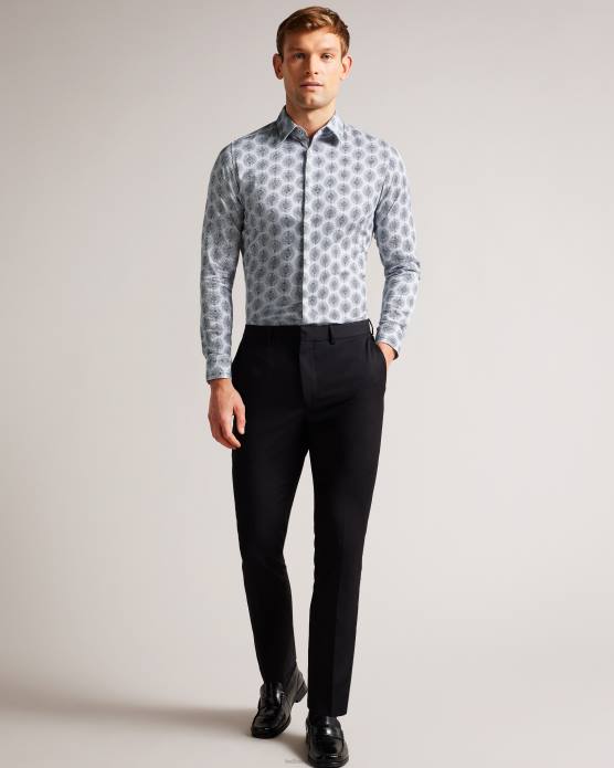 Ted Baker Hommes 60VD1537 vêtements pearse - chemise géométrique circulaire à manches longues blanc