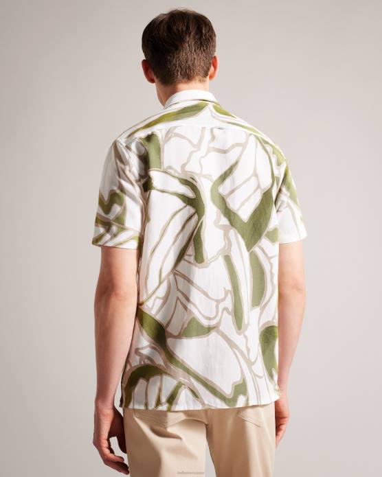 Ted Baker Hommes 60VD1549 vêtements Errew - Chemise à manches courtes et imprimé abstrait écru