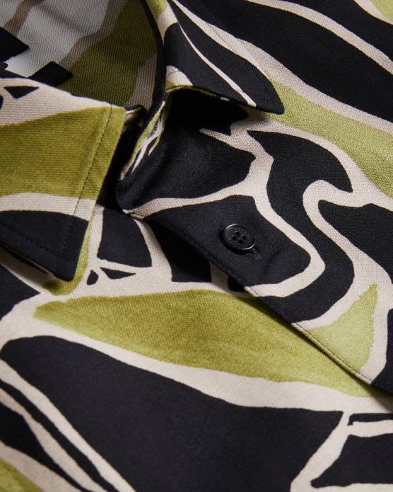 Ted Baker Hommes 60VD1587 vêtements Errew - Chemise à manches courtes et imprimé abstrait noir