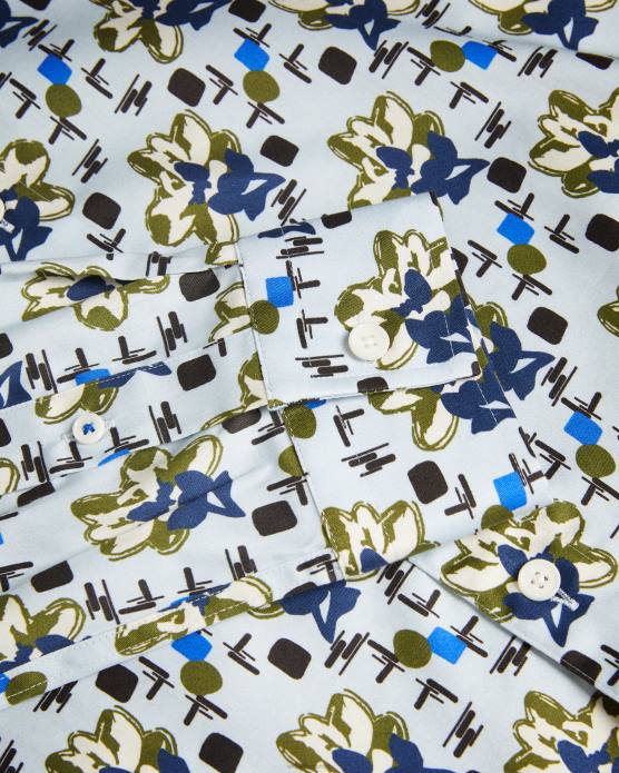 Ted Baker Hommes 60VD1595 vêtements Arigna - Chemise à manches longues et imprimé magnolia bleu pâle