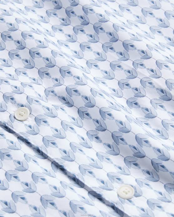 Ted Baker Hommes 60VD1600 vêtements dibbin - chemise à manches longues à imprimé feuilles géométriques bleu pâle