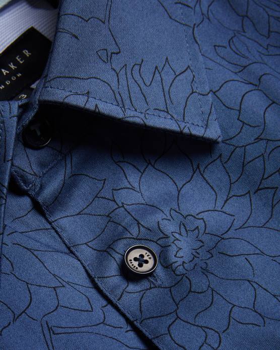 Ted Baker Hommes 60VD1601 vêtements neale - chemise à manches longues et imprimé floral marine