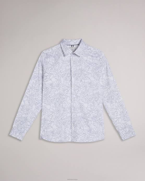 Ted Baker Hommes 60VD1603 vêtements neale - chemise à manches longues et imprimé floral blanc