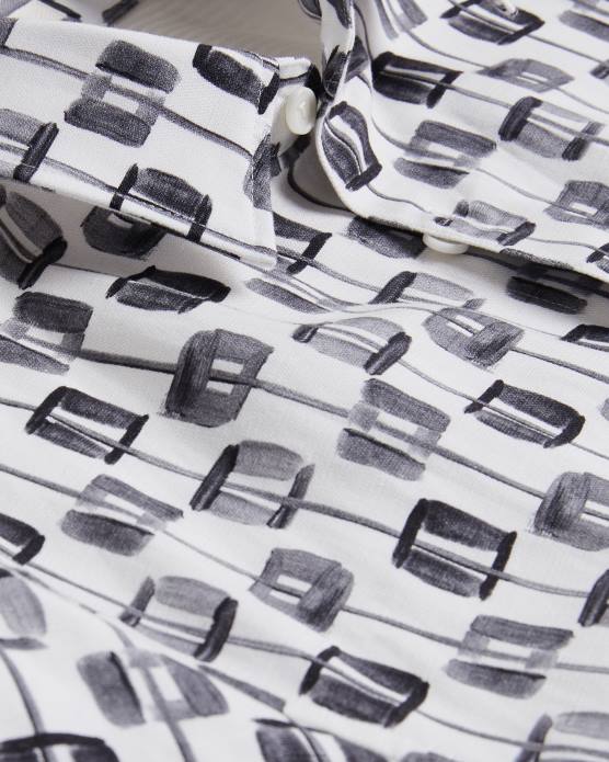 Ted Baker Hommes 60VD1605 vêtements chemise à manches courtes géométrique peinte erice écru