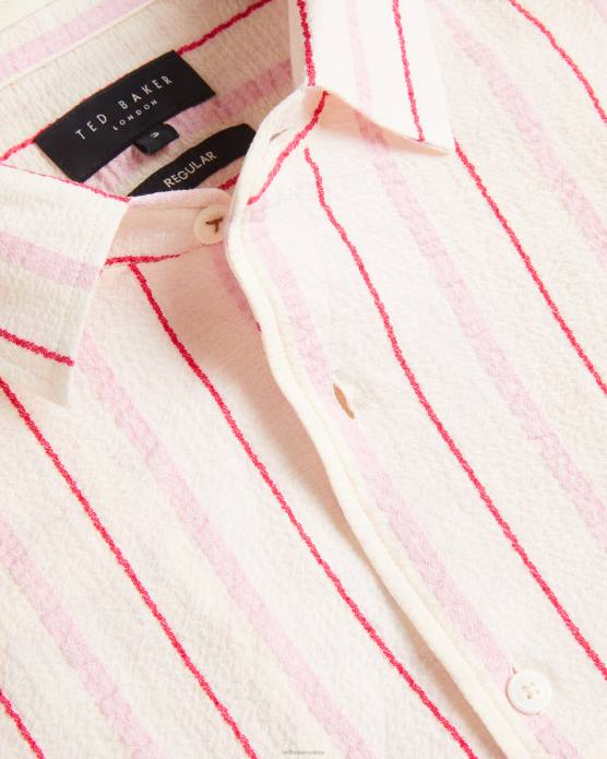 Ted Baker Hommes 60VD1616 vêtements chemise à rayures en seersucker hillma ss rose
