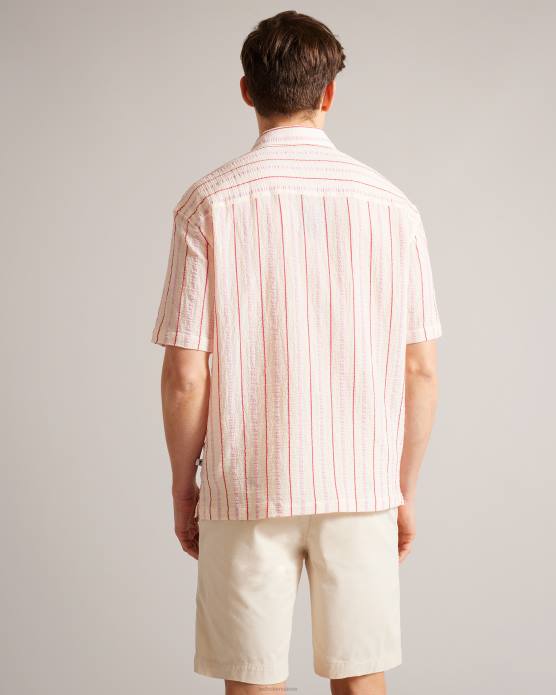 Ted Baker Hommes 60VD1616 vêtements chemise à rayures en seersucker hillma ss rose