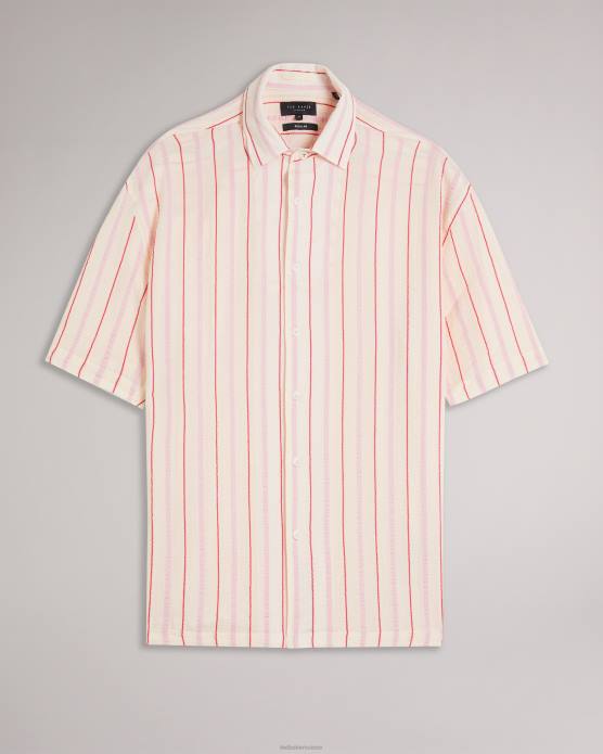 Ted Baker Hommes 60VD1616 vêtements chemise à rayures en seersucker hillma ss rose