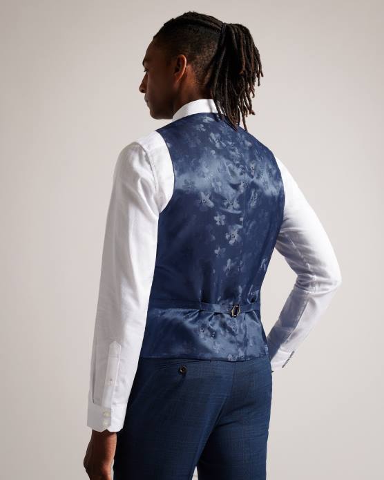 Ted Baker Hommes 60VD1585 vêtements gilet à carreaux bleu marine drydenw marine