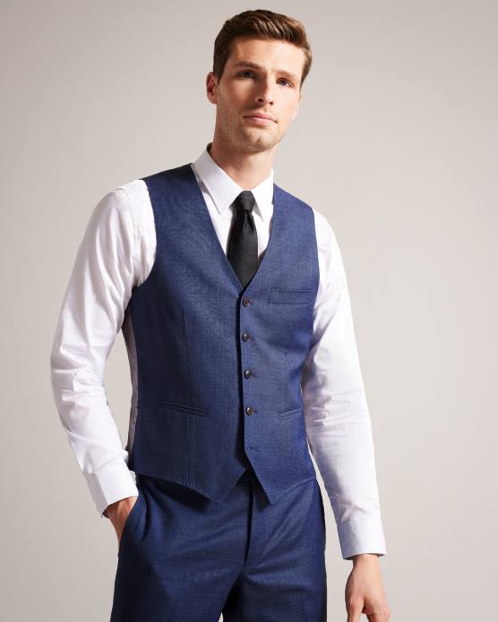 Ted Baker Hommes 60VD1619 vêtements gilet en laine bleu marine upsalaw marine