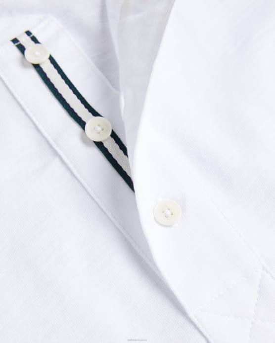 Ted Baker Hommes 60VD1208 vêtements chemise henley à manches courtes duddin blanc