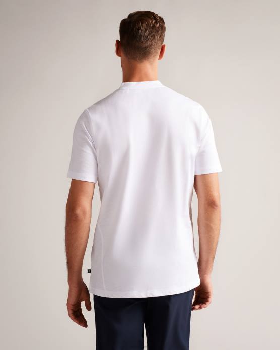 Ted Baker Hommes 60VD1208 vêtements chemise henley à manches courtes duddin blanc