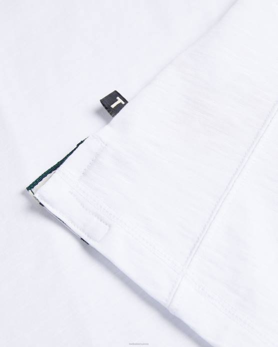 Ted Baker Hommes 60VD1208 vêtements chemise henley à manches courtes duddin blanc