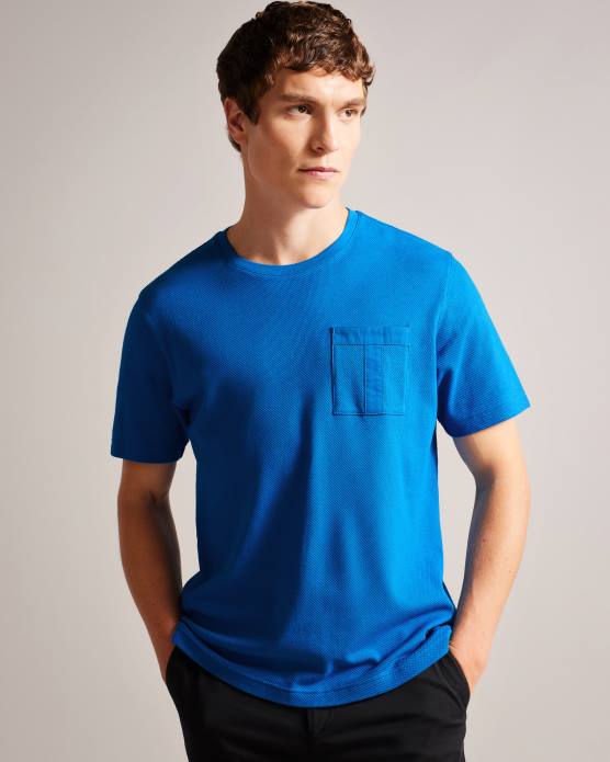 Ted Baker Hommes 60VD1209 vêtements t-shirt à manches courtes et poche en T bleu