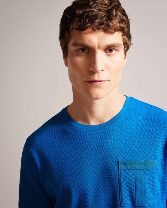 Ted Baker Hommes 60VD1209 vêtements t-shirt à manches courtes et poche en T bleu