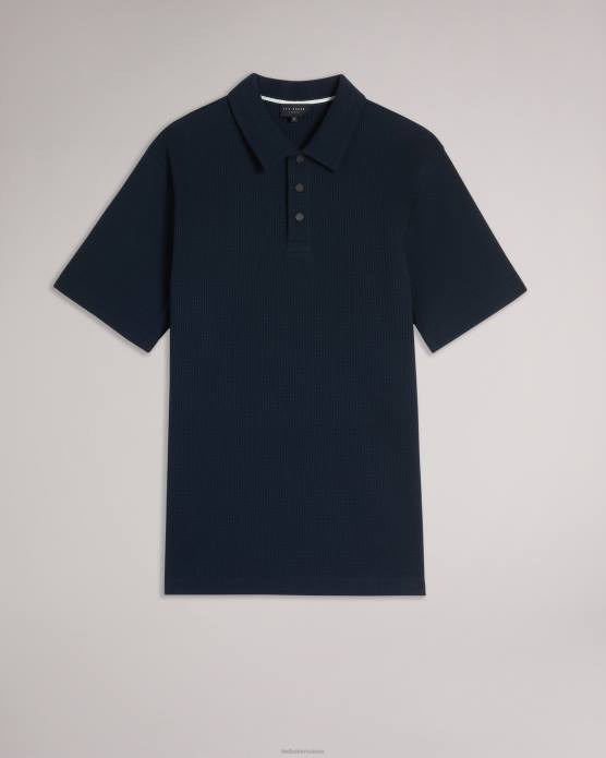 Ted Baker Hommes 60VD1234 vêtements Bute - Polo texturé coupe classique à manches courtes marine