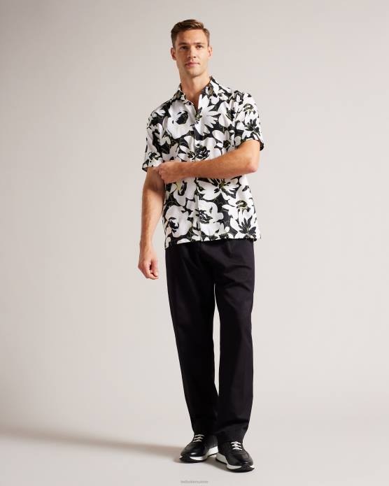 Ted Baker Hommes 60VD1257 vêtements altun - chemise à manches courtes et imprimé floral jaune clair