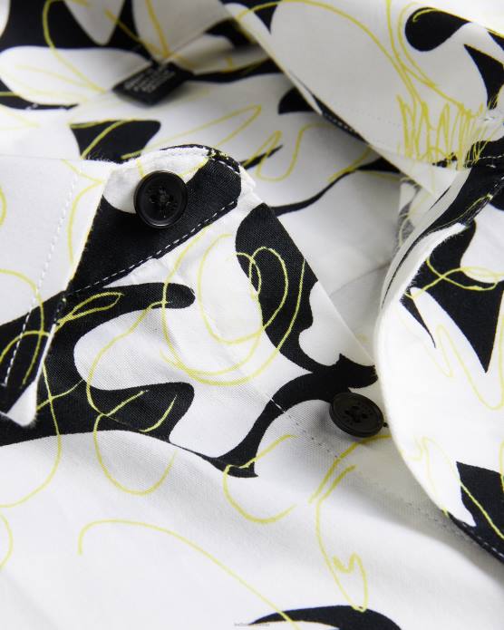 Ted Baker Hommes 60VD1257 vêtements altun - chemise à manches courtes et imprimé floral jaune clair