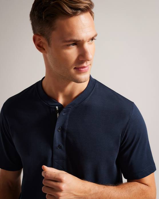 Ted Baker Hommes 60VD1265 vêtements chemise henley à manches courtes duddin marine
