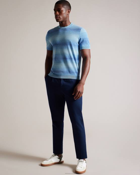 Ted Baker Hommes 60VD1299 vêtements notte - t-shirt à manches courtes et rayures ombrées bleu foncé