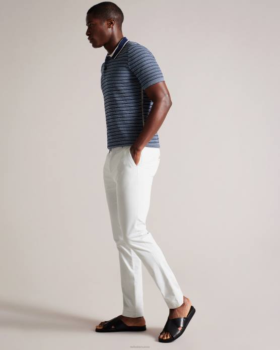 Ted Baker Hommes 60VD1304 vêtements Polo rayé texturé à manches courtes Radwint bleu foncé