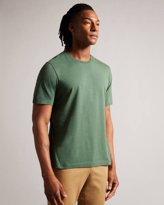 Ted Baker Hommes 60VD1311 vêtements Tywinn - T-shirt uni coupe classique à manches courtes vert moyen