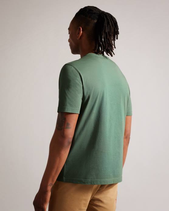 Ted Baker Hommes 60VD1311 vêtements Tywinn - T-shirt uni coupe classique à manches courtes vert moyen