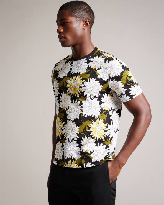 Ted Baker Hommes 60VD1316 vêtements t-shirt fleuri à manches courtes et imprimé floral multicolore